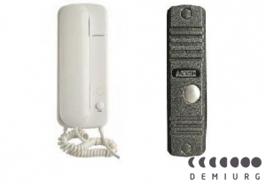 Комплект индивидуального аудиодомофона (панель AVC-105, БП 12В, домофонная трубка 07,кабель КПСВ)